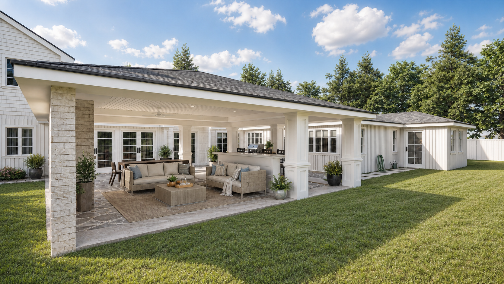 Arroyo backyard lawn and patio